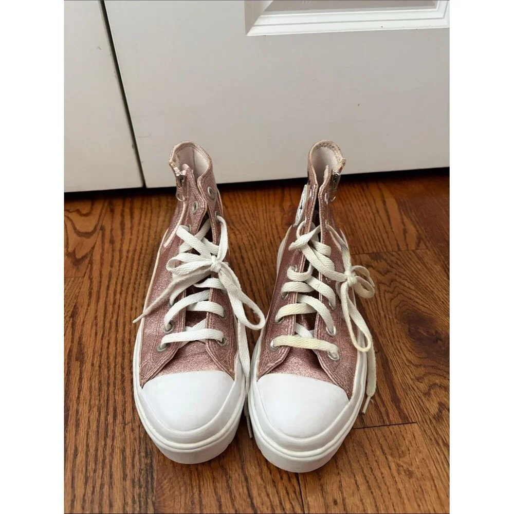 Converse Pink Glitter Platform High-Top Sneakers Girl's Size 3.5